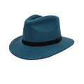 teal colour 100 percent wool fedora - front view