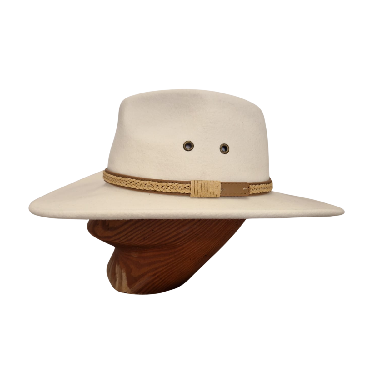 Off-White Wide Brim Fedora Hat with Plaited Leather Band side