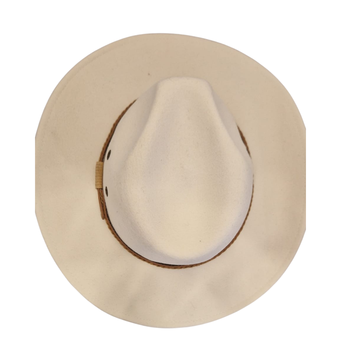 Off-White Wide Brim Fedora Hat with Plaited Leather Band top