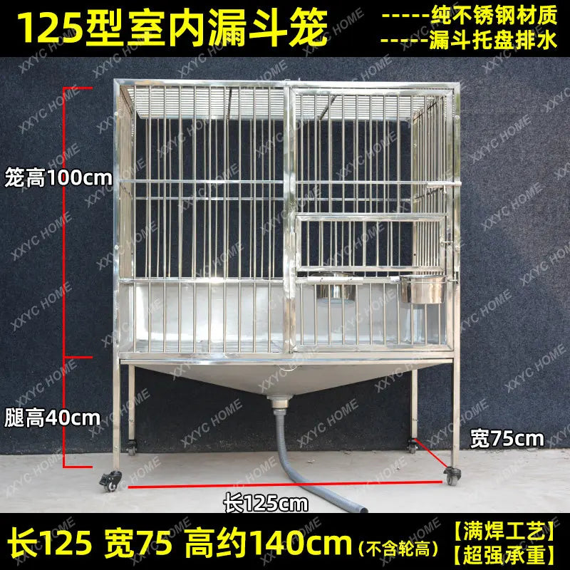 Stainless Steel Dog Crate Medium Large Dog Thick Dog Cage with Toilet Funnel Big Dog Cage