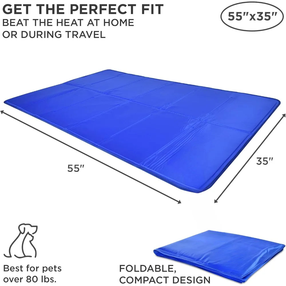 Dog Cooling Mat 35” x 55” Pad for Kennels, Crates & Beds, Non-Toxic, Solid Self Cooling Gel .No Fridge or Electricity Needed