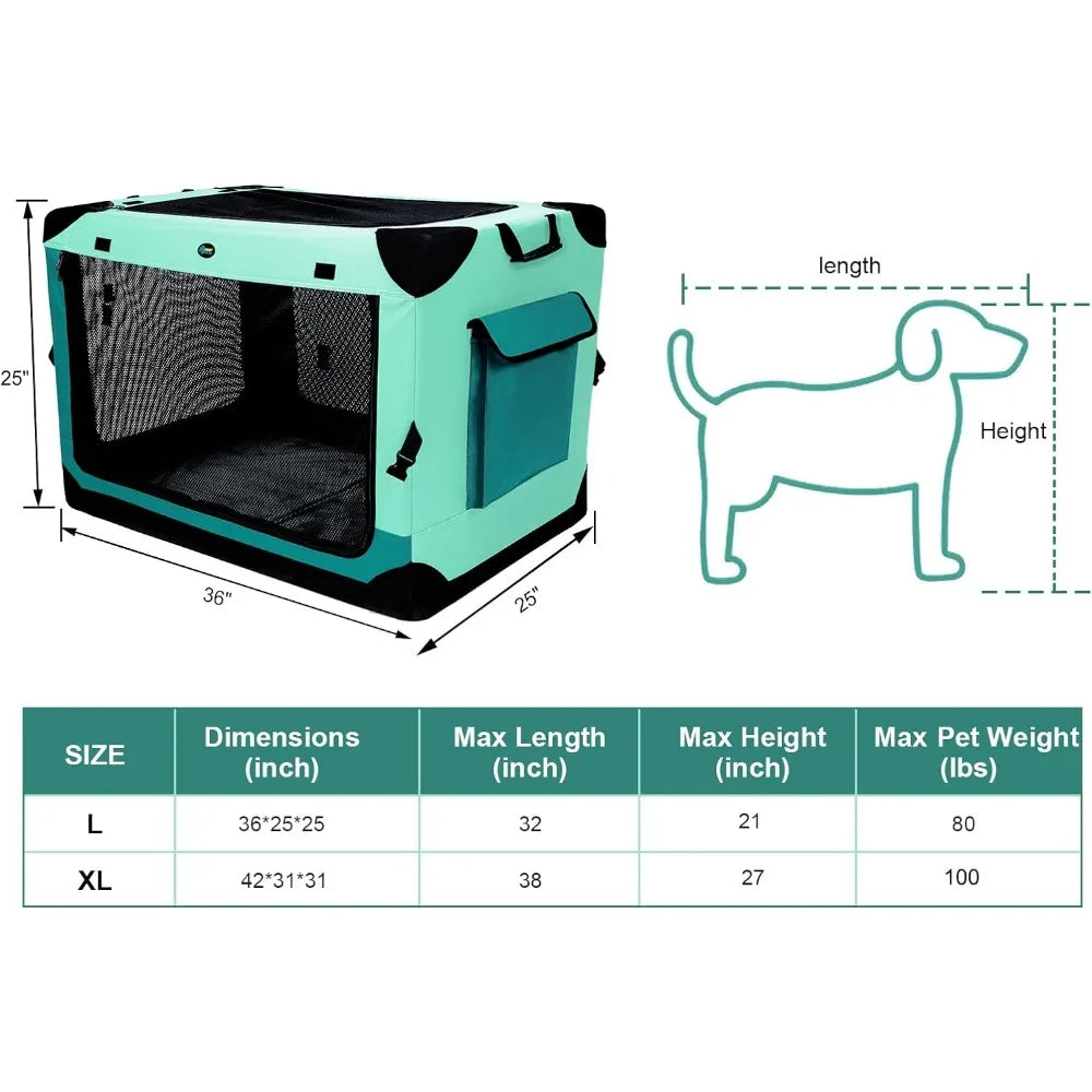 Ownpets Collapsible Dog Crate, 36 inch Portable Travel Dog Crate for Large Dogs, 4-Door Foldable Pet Kennel with Durable Mesh Wi