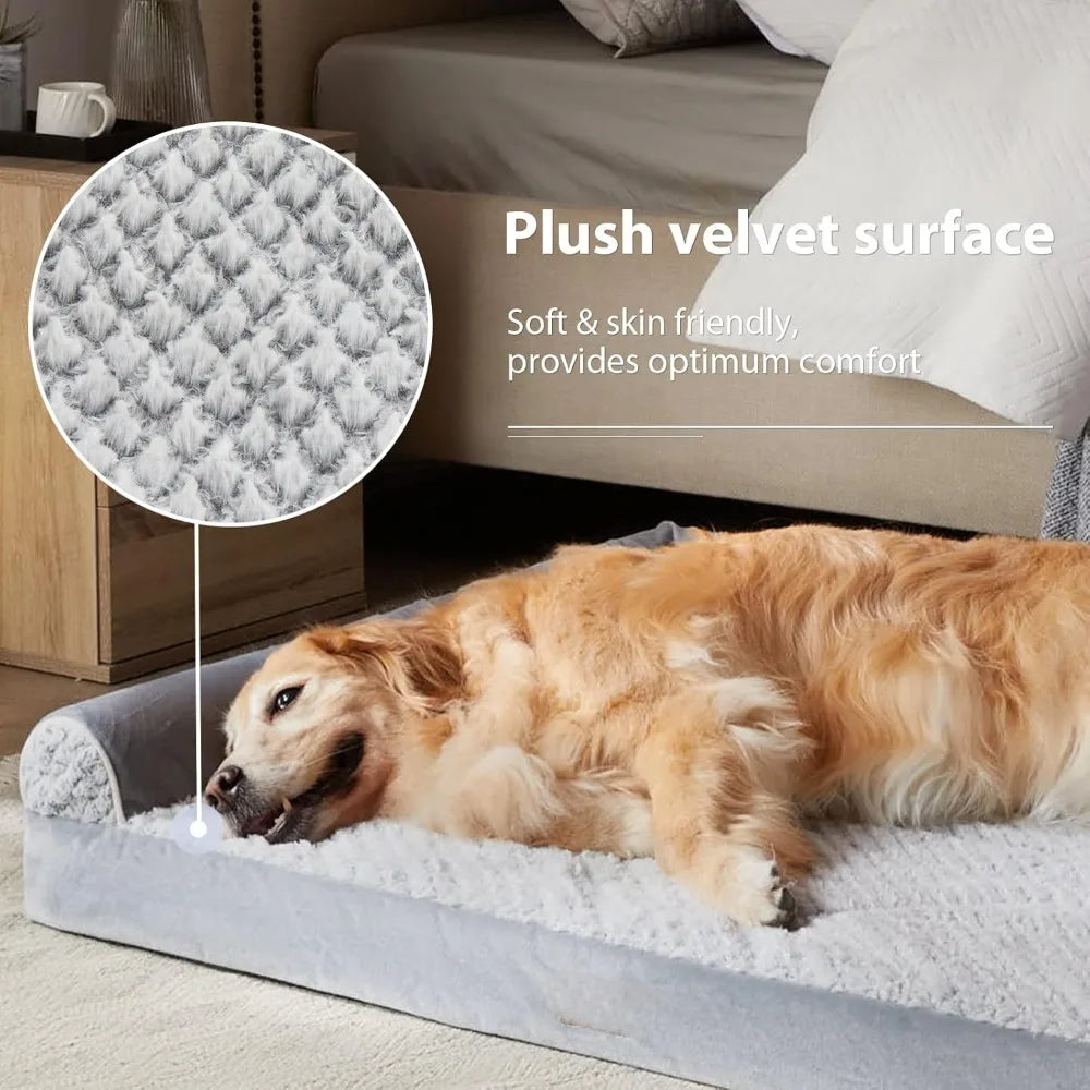 Dog Bed with Removable Waterproof Cover for Medium Large Dogs, Orthopedic Sofa Mat Pillow, Egg-Foam Crate Dog Bed