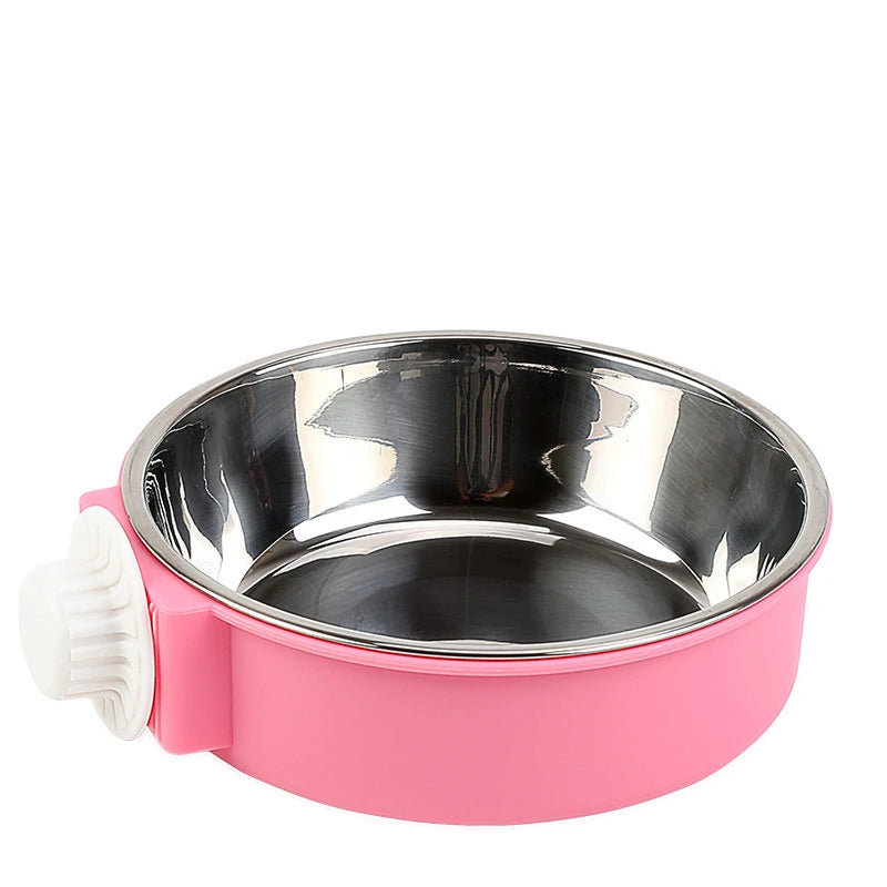 Removable/Hanging Crate Water or Food Bowl pink