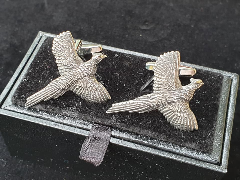 Country Style Cufflinks with Flying Pheasant Design