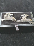 Country Style Cufflinks with Running Hare Design