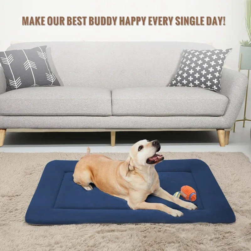 Extra Large Dog Bed Soft Dog Crate Pad Dog Mat, Jumbo 48 Inches Machine Washable Pet Bed Kennel Pad with Non-Slip Bottom