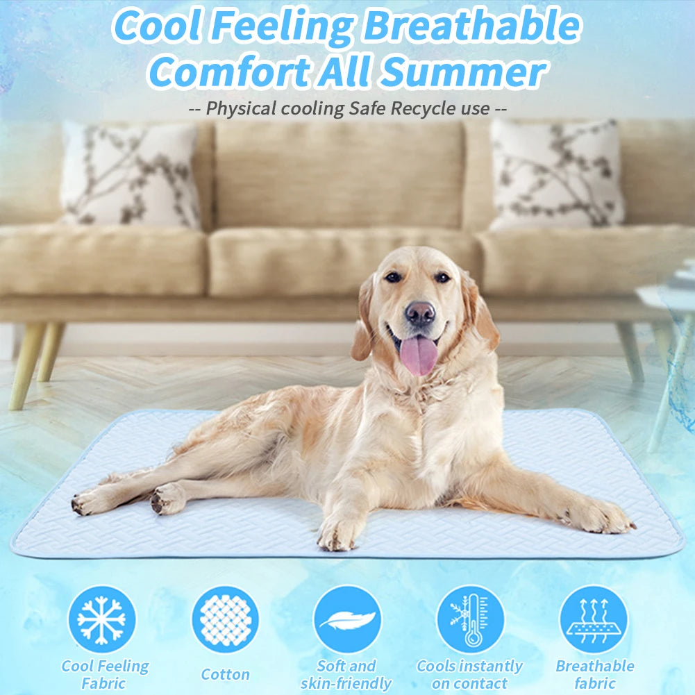 Dog Cooling Mat Summer Self Cooling Pad For Medium Large Dogs Cats Quick-drying Washable Reusable Pet Cool Bed Pad Crates Beds