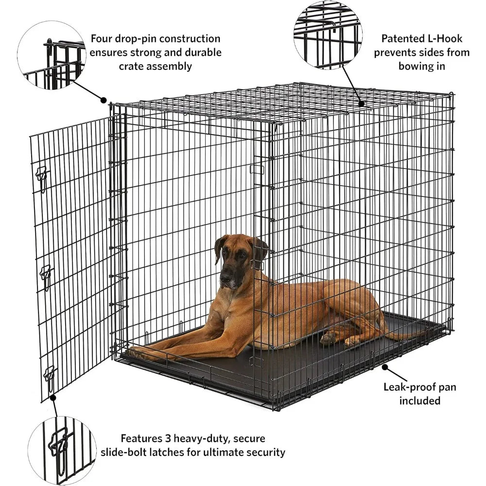 Ginormous Single Door 54-Inch Dog Crate for XXL Dogs Breeds; Great Dane, Mastiff, St. Bernard，Black: SL54