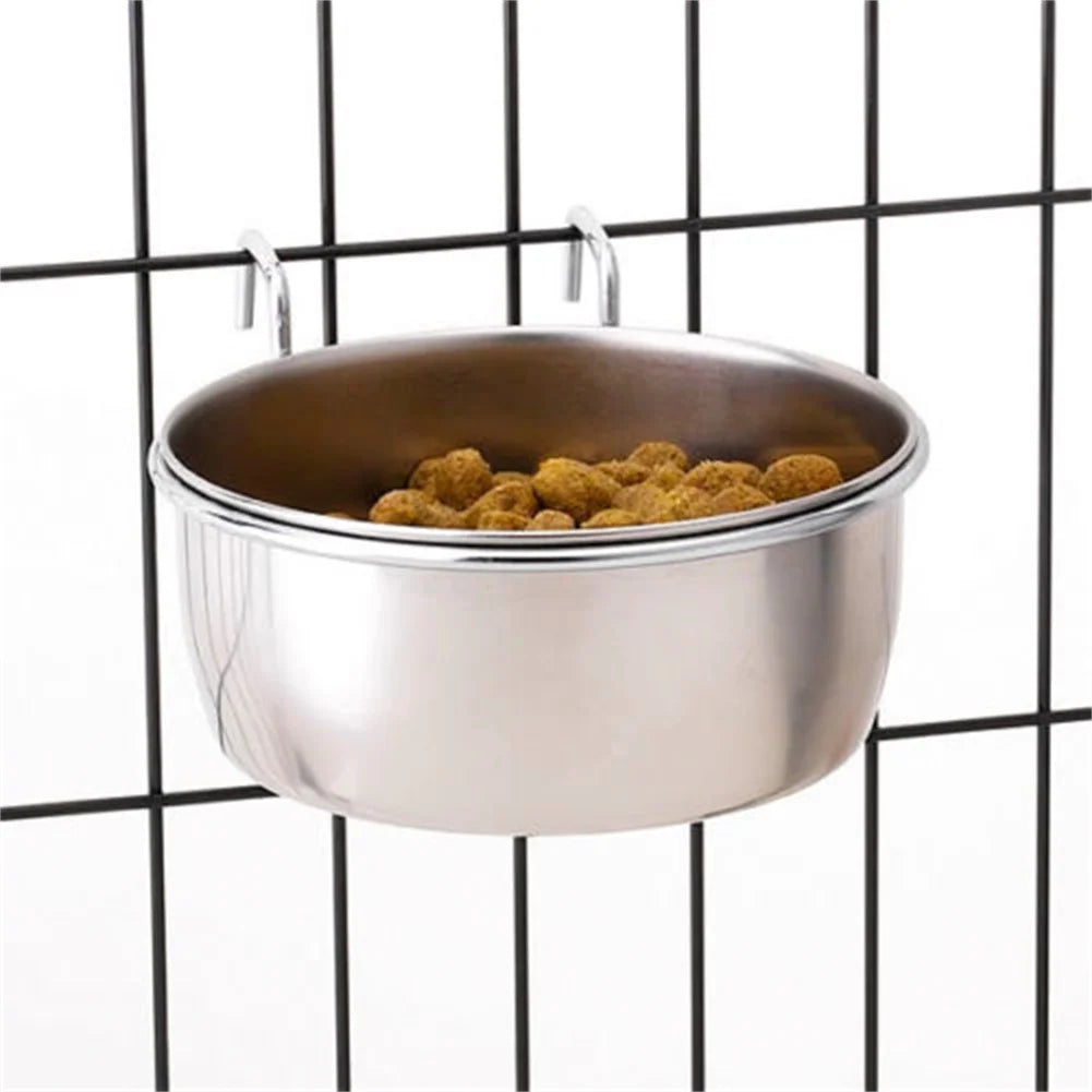 Stainless Steel Pet Bowl Cage Hanging Cat Dog Puppy Crate Food Water Bowl Dog Feeders Pet Products