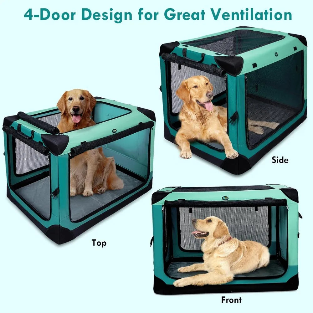 Ownpets Collapsible Dog Crate, 36 inch Portable Travel Dog Crate for Large Dogs, 4-Door Foldable Pet Kennel with Durable Mesh Wi