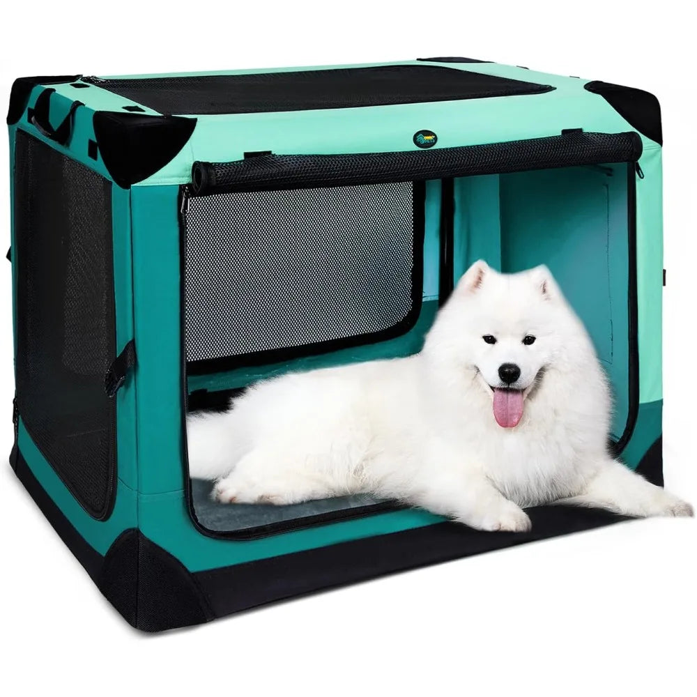 Ownpets Collapsible Dog Crate, 36 inch Portable Travel Dog Crate for Large Dogs, 4-Door Foldable Pet Kennel with Durable Mesh Wi