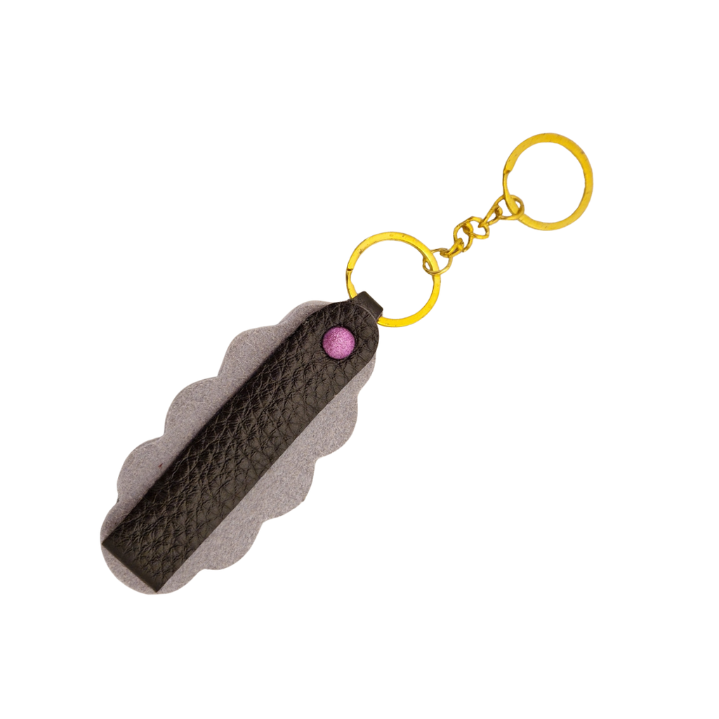 Off-White Keyring with Pink Detailing