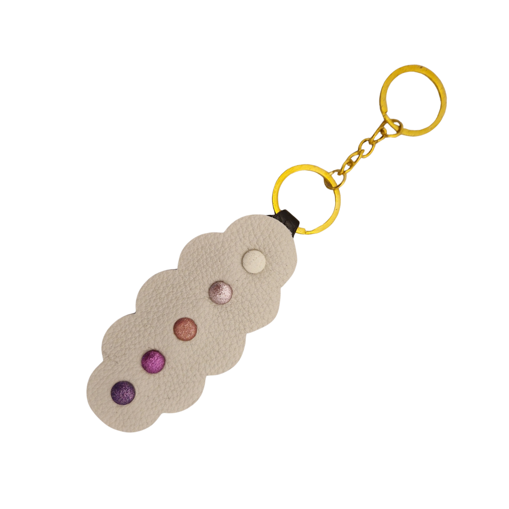 Off-White Keyring with Pink Detailing