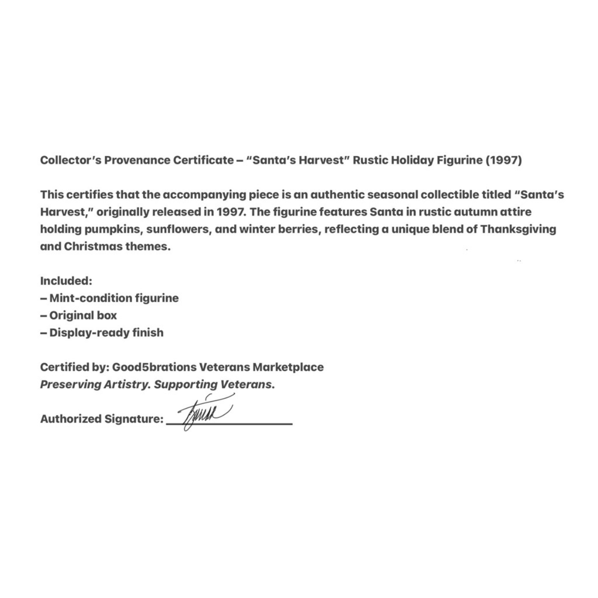 Santa’s Harvest – Limited Collector’s Edition Rustic Holiday Figurine (1997)